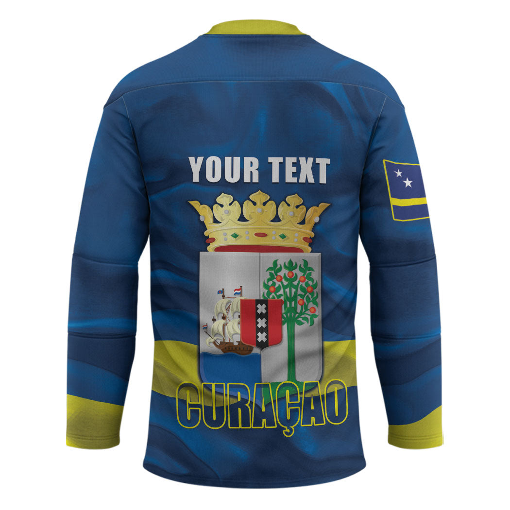 Personalized Curacao Flag Day Hockey Jersey Felis Dia di Himno i Bandera