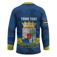 Personalized Curacao Flag Day Hockey Jersey Felis Dia di Himno i Bandera