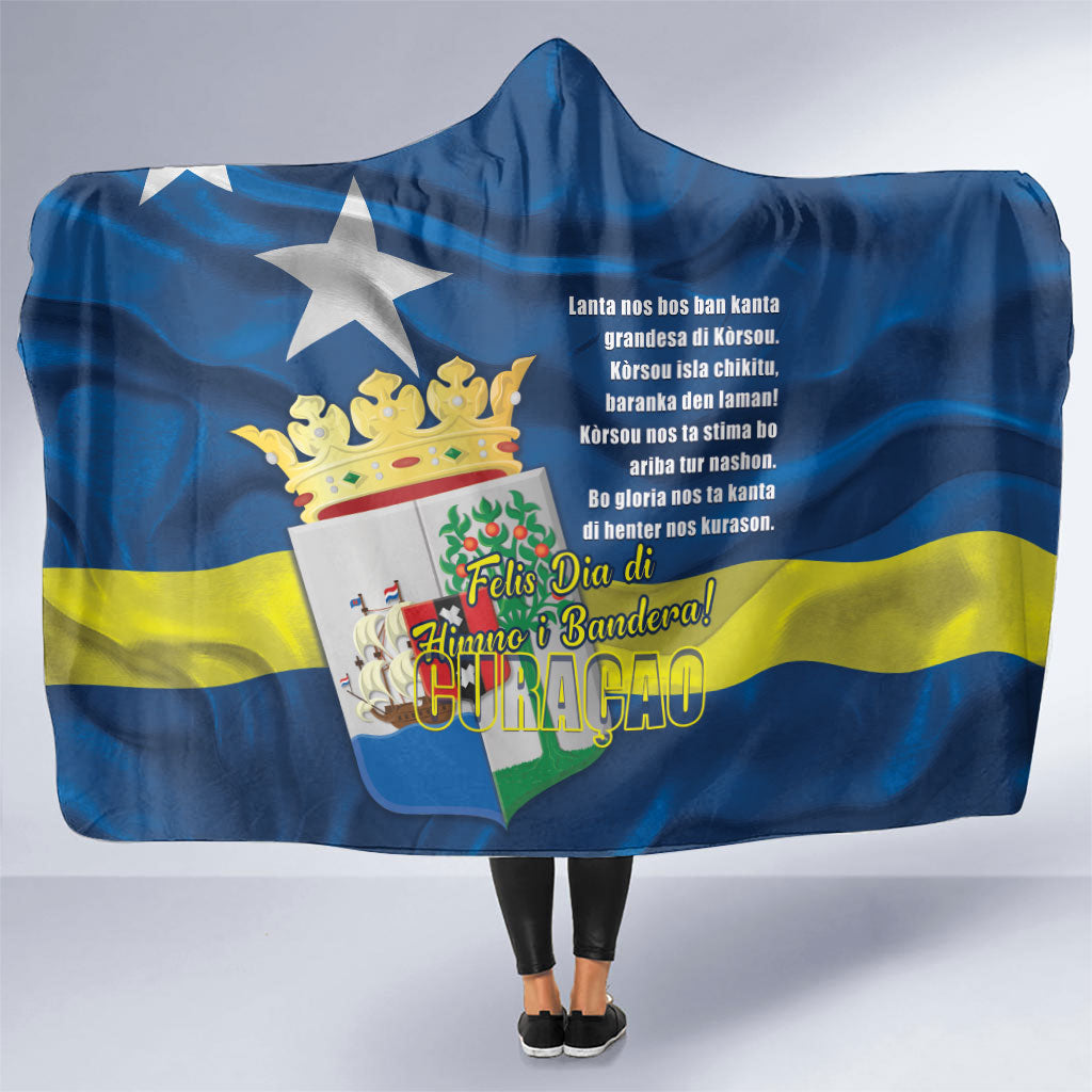 Curacao Flag Day Hooded Blanket Felis Dia di Himno i Bandera
