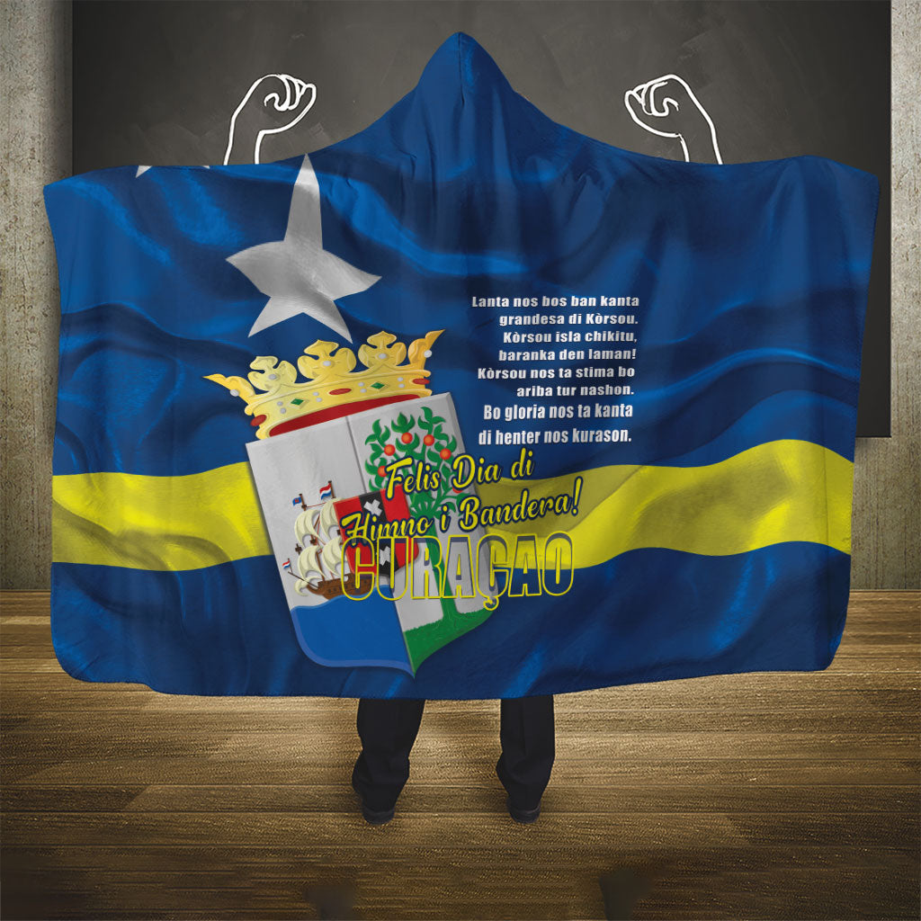 Curacao Flag Day Hooded Blanket Felis Dia di Himno i Bandera