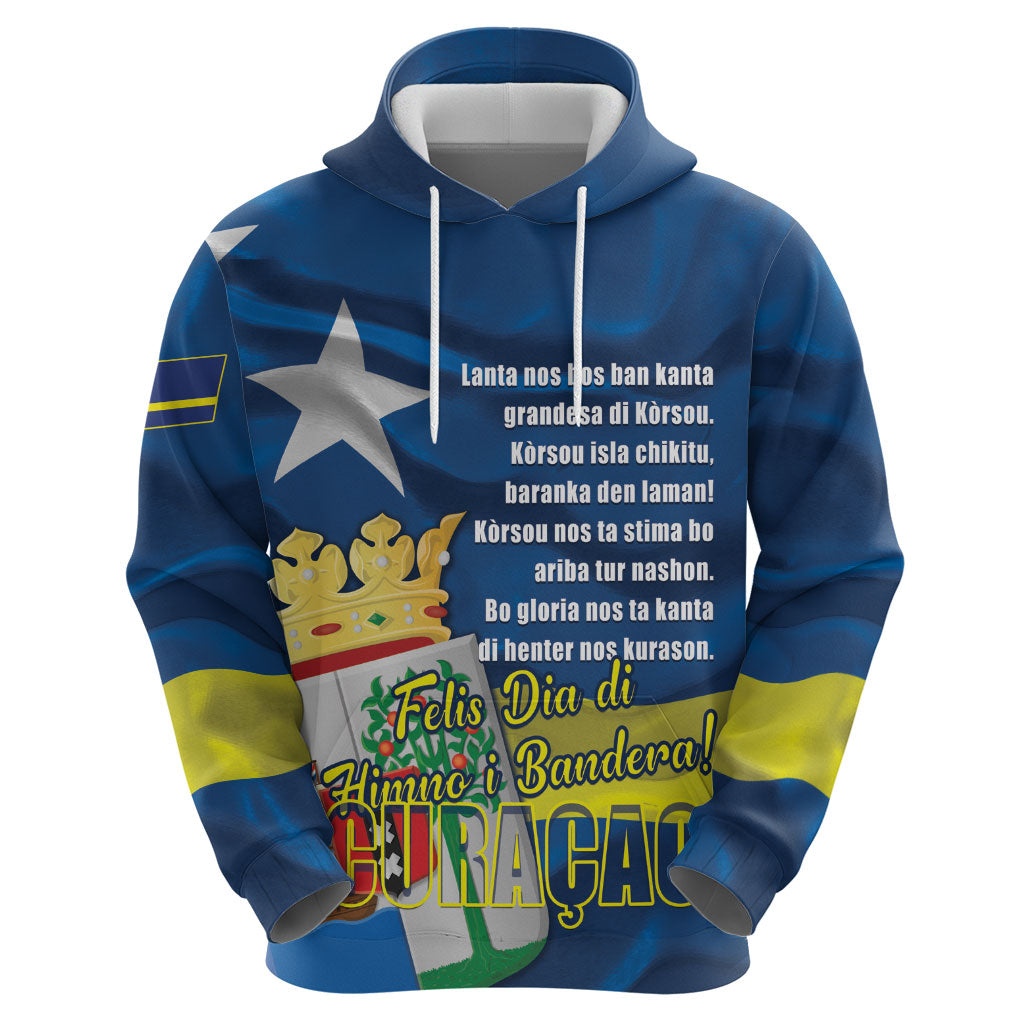 Personalized Curacao Flag Day Hoodie Felis Dia di Himno i Bandera