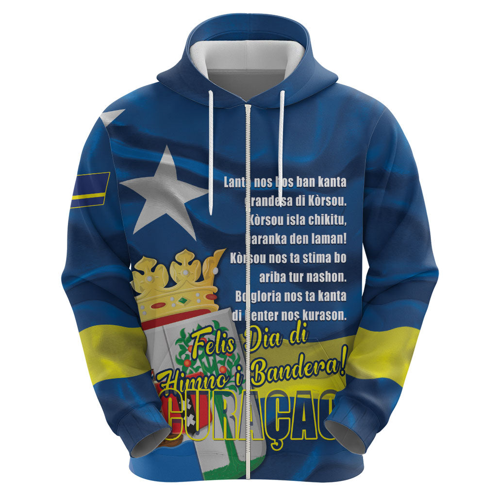Personalized Curacao Flag Day Hoodie Felis Dia di Himno i Bandera