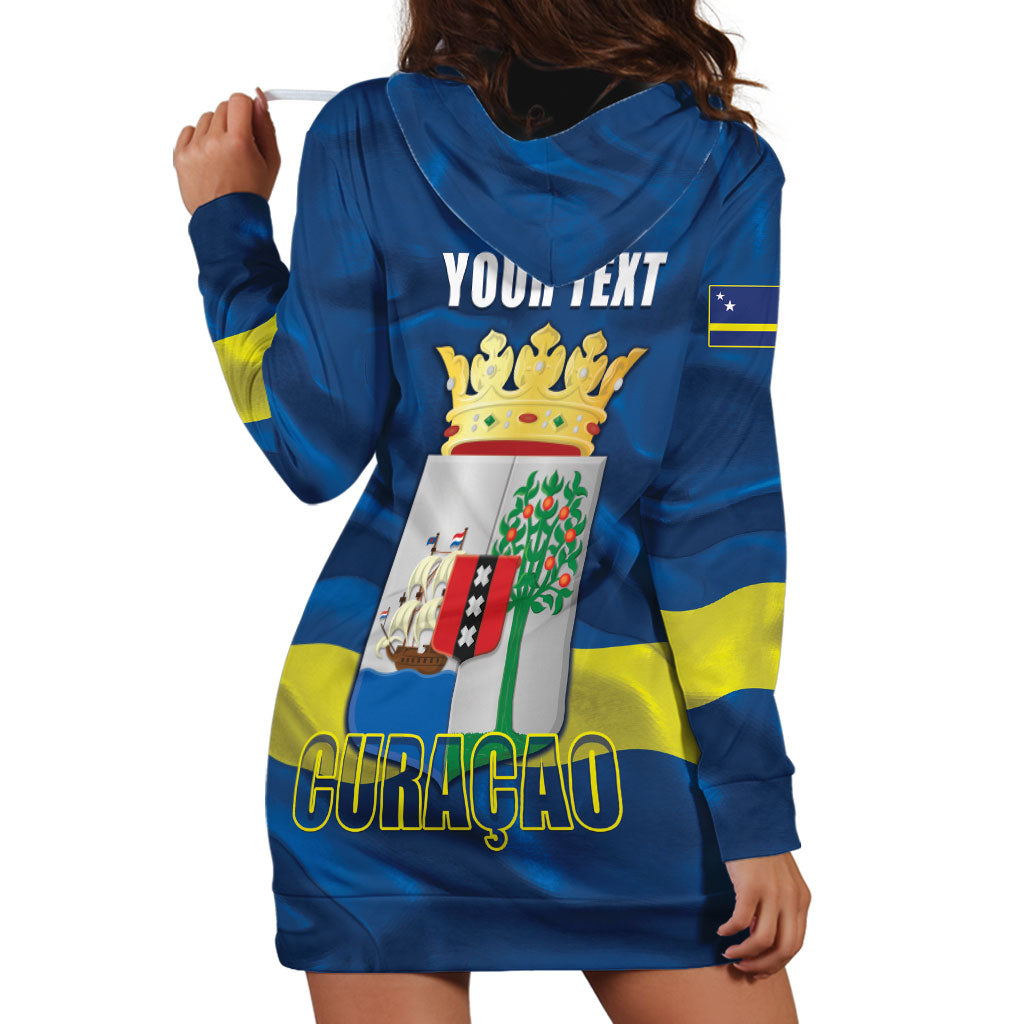 Personalized Curacao Flag Day Hoodie Dress Felis Dia di Himno i Bandera