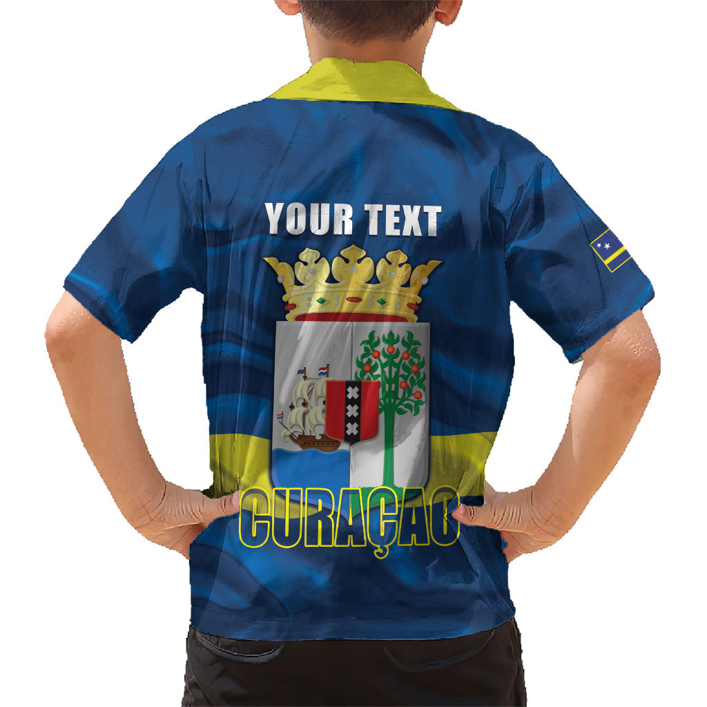 Personalized Curacao Flag Day Kid Hawaiian Shirt Felis Dia di Himno i Bandera