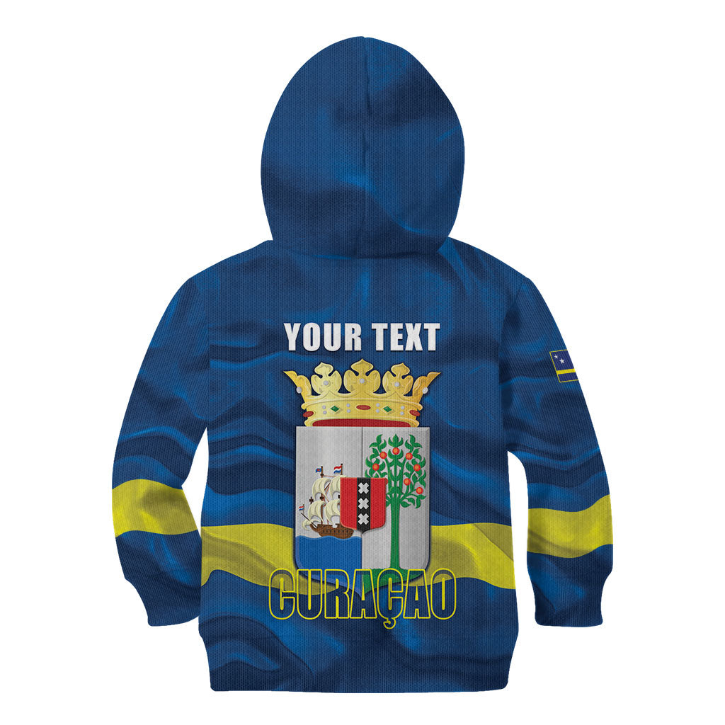 Personalized Curacao Flag Day Kid Hoodie Felis Dia di Himno i Bandera