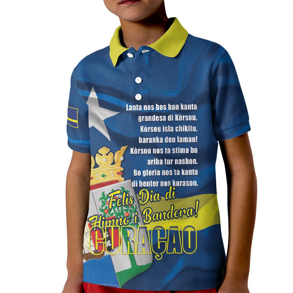 Personalized Curacao Flag Day Kid Polo Shirt Felis Dia di Himno i Bandera