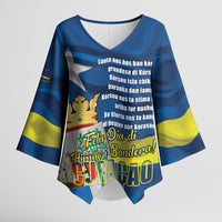 Personalized Curacao Flag Day Kimono Sleeve Blouse Felis Dia di Himno i Bandera