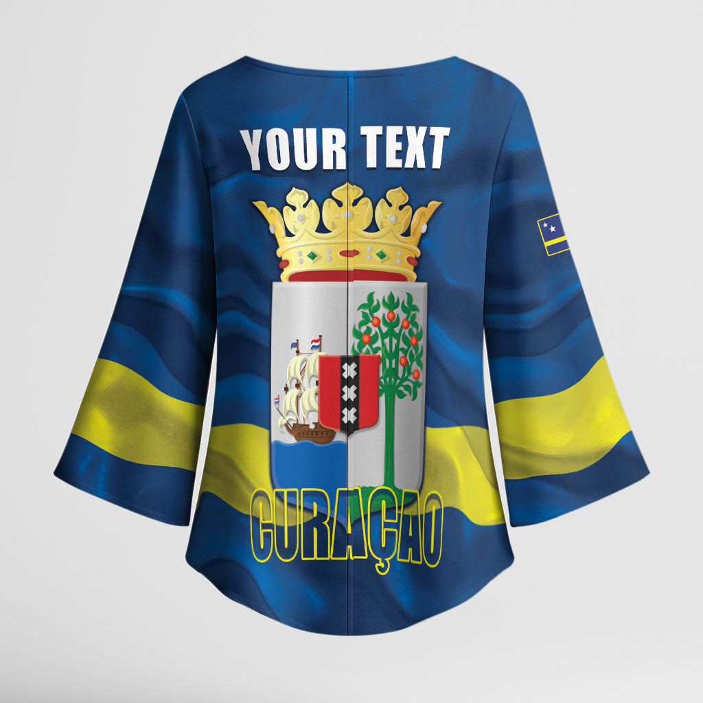 Personalized Curacao Flag Day Kimono Sleeve Blouse Felis Dia di Himno i Bandera