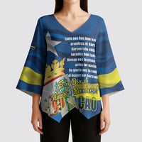 Personalized Curacao Flag Day Kimono Sleeve Blouse Felis Dia di Himno i Bandera