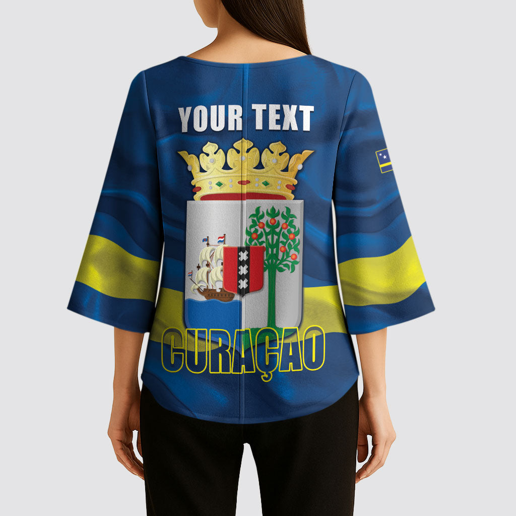 Personalized Curacao Flag Day Kimono Sleeve Blouse Felis Dia di Himno i Bandera