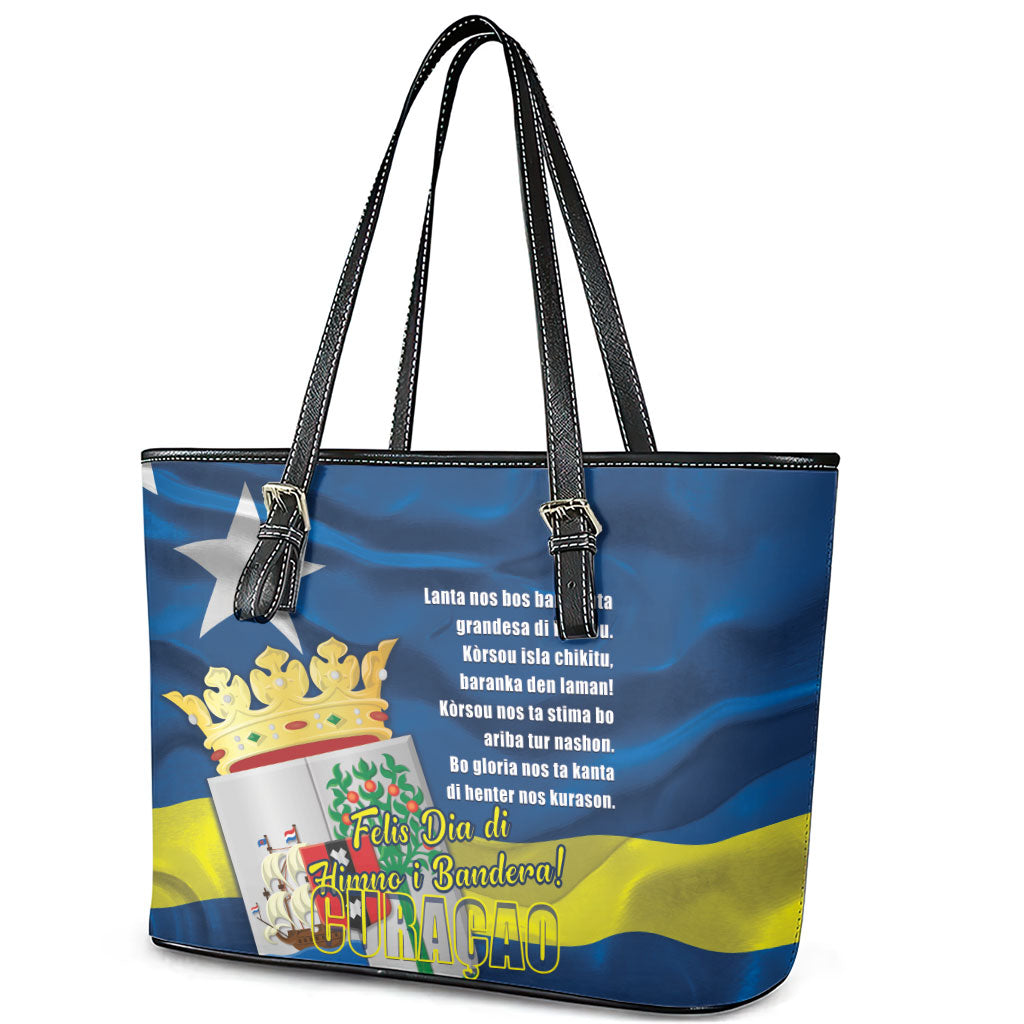 Curacao Flag Day Leather Tote Bag Felis Dia di Himno i Bandera