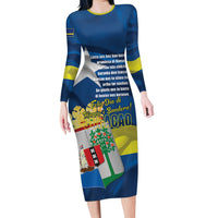 Personalized Curacao Flag Day Long Sleeve Bodycon Dress Felis Dia di Himno i Bandera