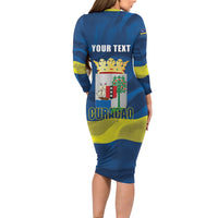 Personalized Curacao Flag Day Long Sleeve Bodycon Dress Felis Dia di Himno i Bandera