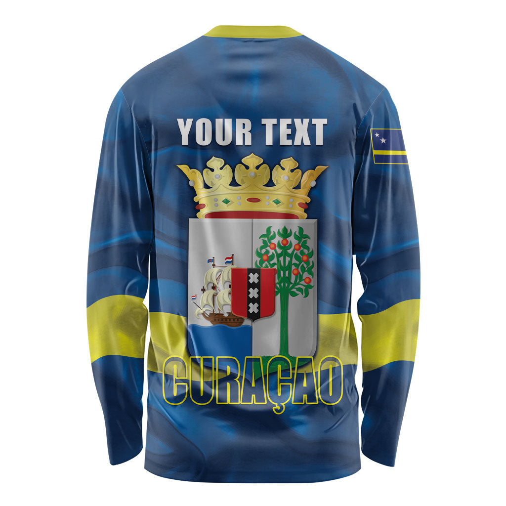 Personalized Curacao Flag Day Long Sleeve Shirt Felis Dia di Himno i Bandera