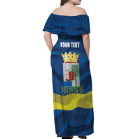 Personalized Curacao Flag Day Off Shoulder Maxi Dress Felis Dia di Himno i Bandera
