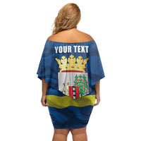 Personalized Curacao Flag Day Off Shoulder Short Dress Felis Dia di Himno i Bandera