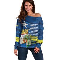Personalized Curacao Flag Day Off Shoulder Sweater Felis Dia di Himno i Bandera