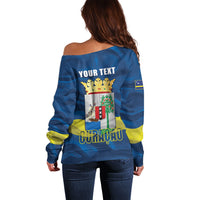 Personalized Curacao Flag Day Off Shoulder Sweater Felis Dia di Himno i Bandera