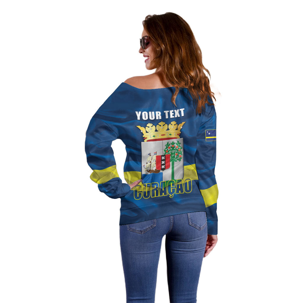 Personalized Curacao Flag Day Off Shoulder Sweater Felis Dia di Himno i Bandera