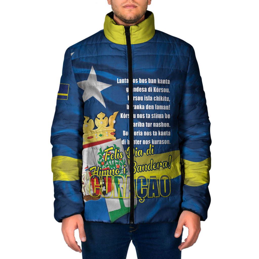 Personalized Curacao Flag Day Padded Jacket Felis Dia di Himno i Bandera