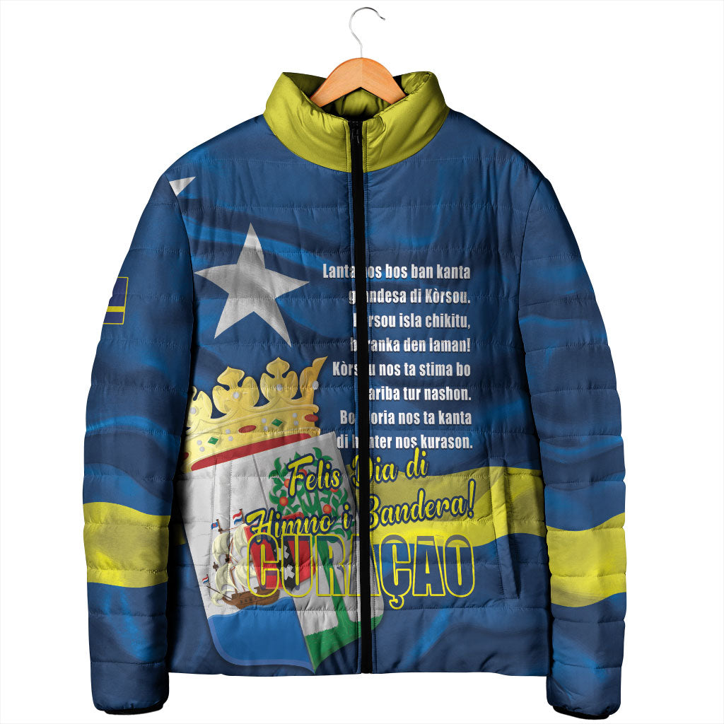 Personalized Curacao Flag Day Padded Jacket Felis Dia di Himno i Bandera