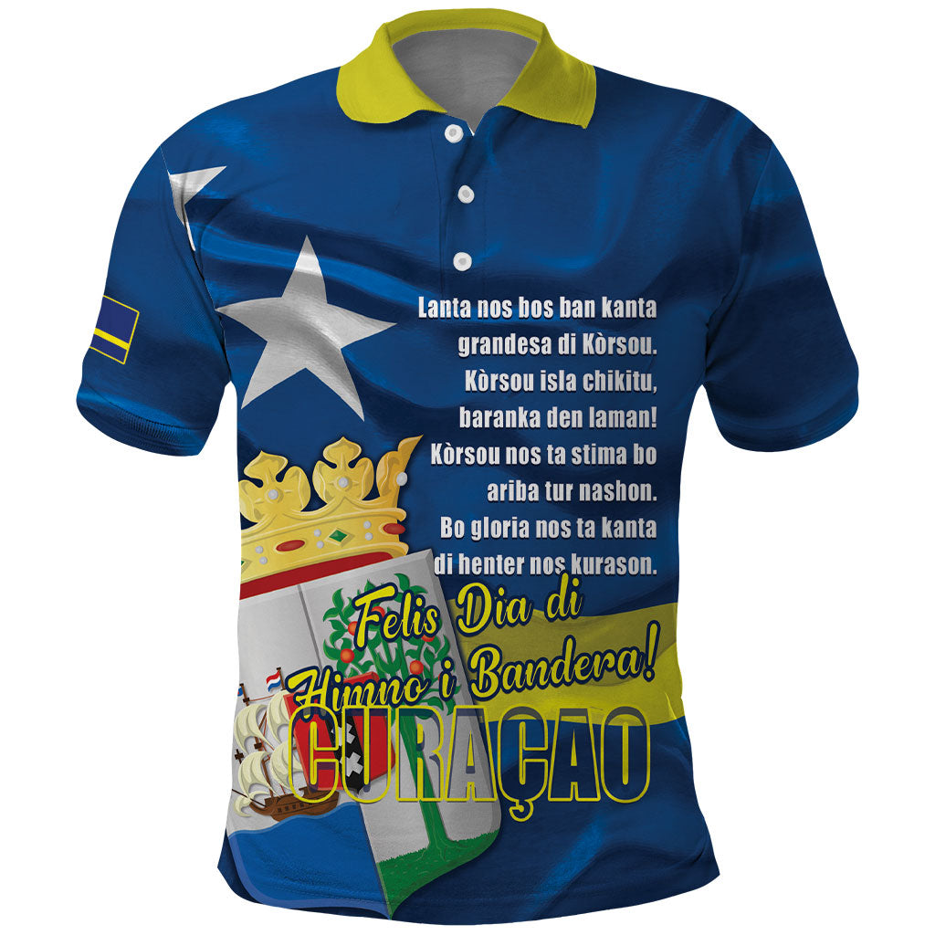 Personalized Curacao Flag Day Polo Shirt Felis Dia di Himno i Bandera