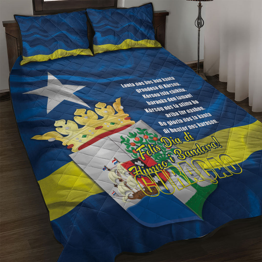 Curacao Flag Day Quilt Bed Set Felis Dia di Himno i Bandera