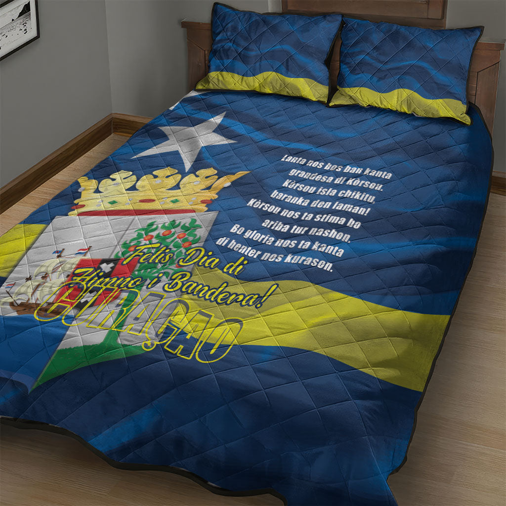 Curacao Flag Day Quilt Bed Set Felis Dia di Himno i Bandera
