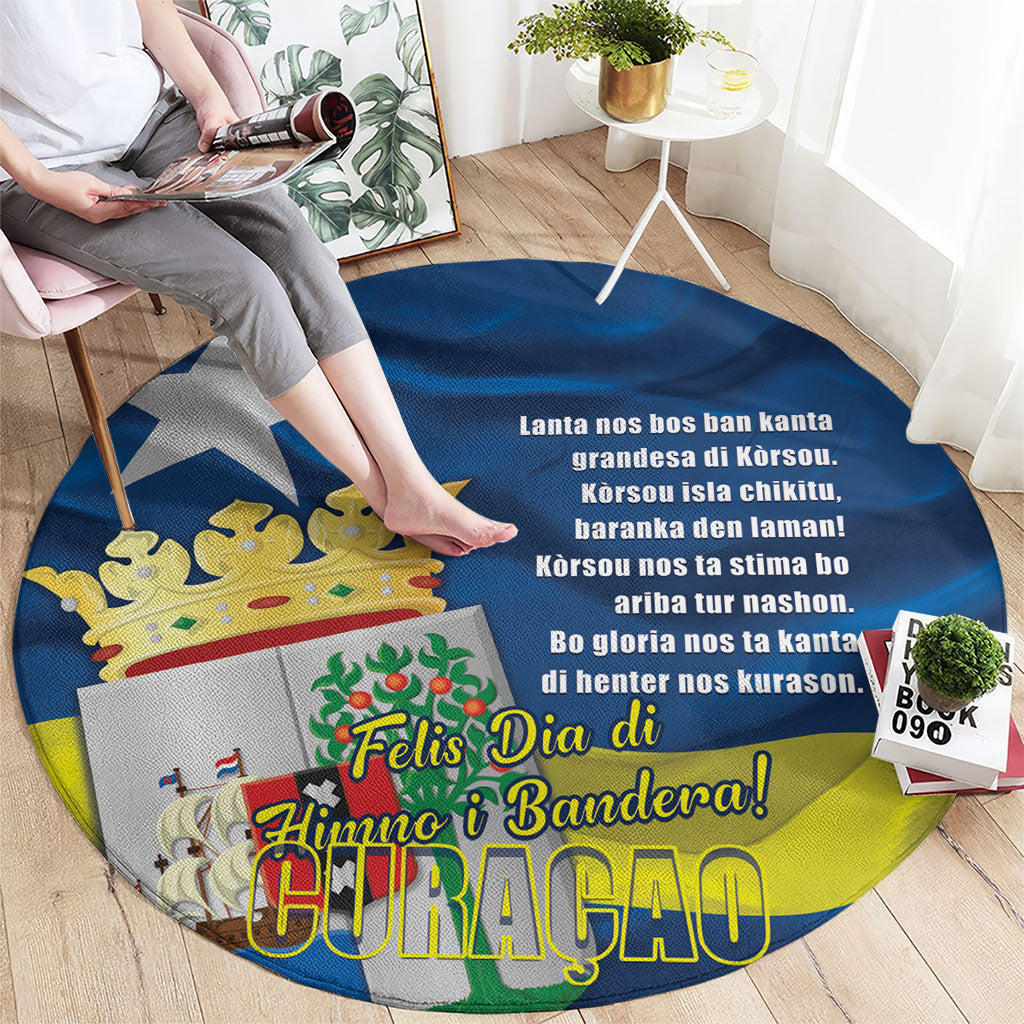 Curacao Flag Day Round Carpet Felis Dia di Himno i Bandera