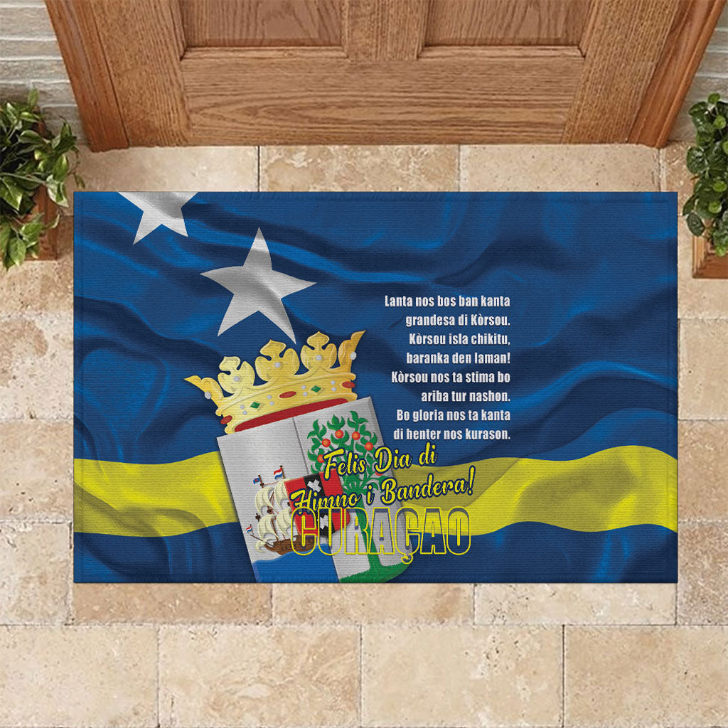 Curacao Flag Day Rubber Doormat Felis Dia di Himno i Bandera