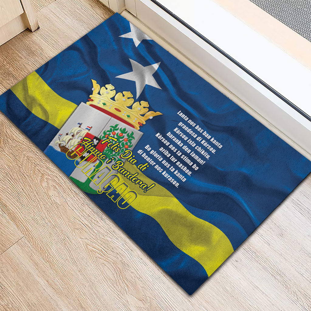 Curacao Flag Day Rubber Doormat Felis Dia di Himno i Bandera