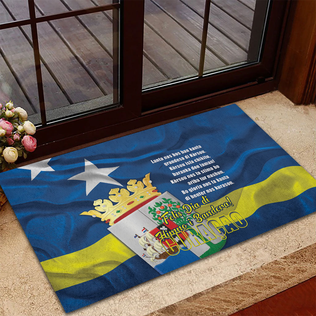 Curacao Flag Day Rubber Doormat Felis Dia di Himno i Bandera