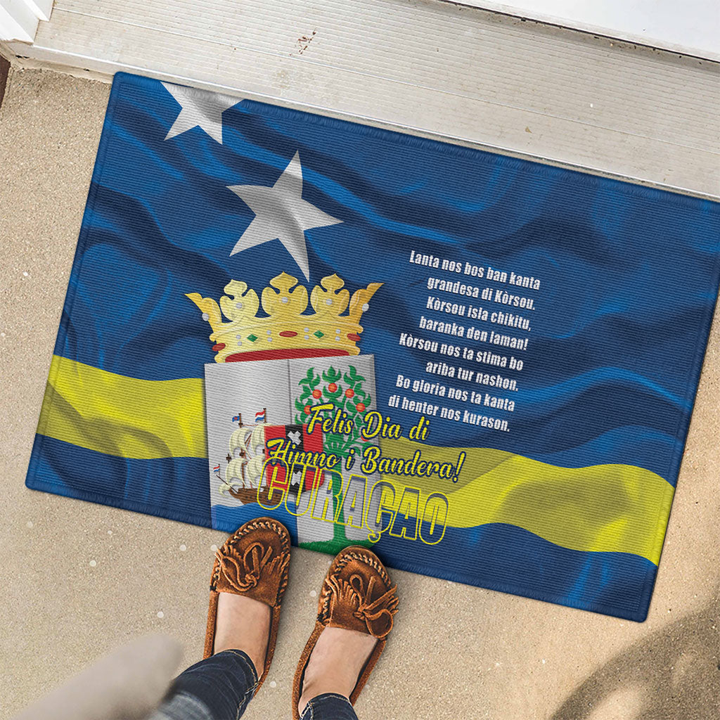 Curacao Flag Day Rubber Doormat Felis Dia di Himno i Bandera