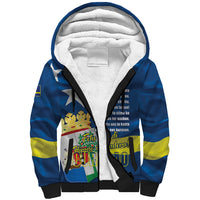 Personalized Curacao Flag Day Sherpa Hoodie Felis Dia di Himno i Bandera