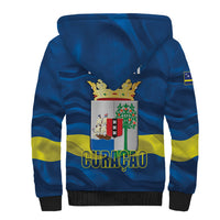 Personalized Curacao Flag Day Sherpa Hoodie Felis Dia di Himno i Bandera