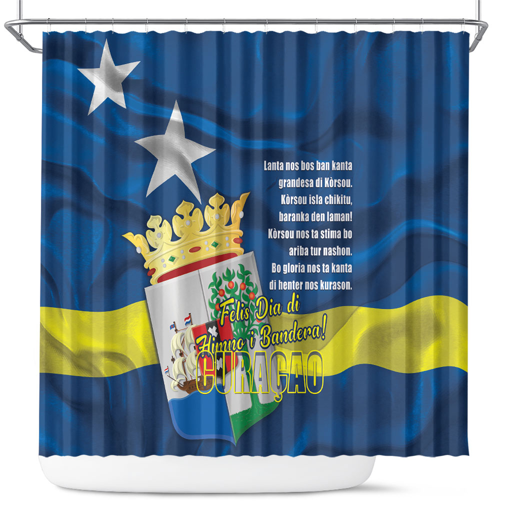 Curacao Flag Day Shower Curtain Felis Dia di Himno i Bandera