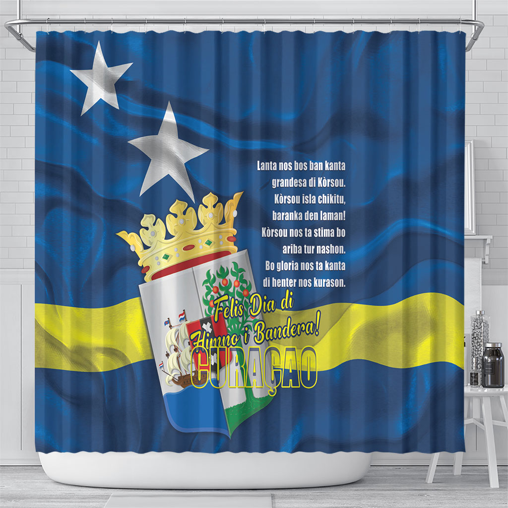 Curacao Flag Day Shower Curtain Felis Dia di Himno i Bandera