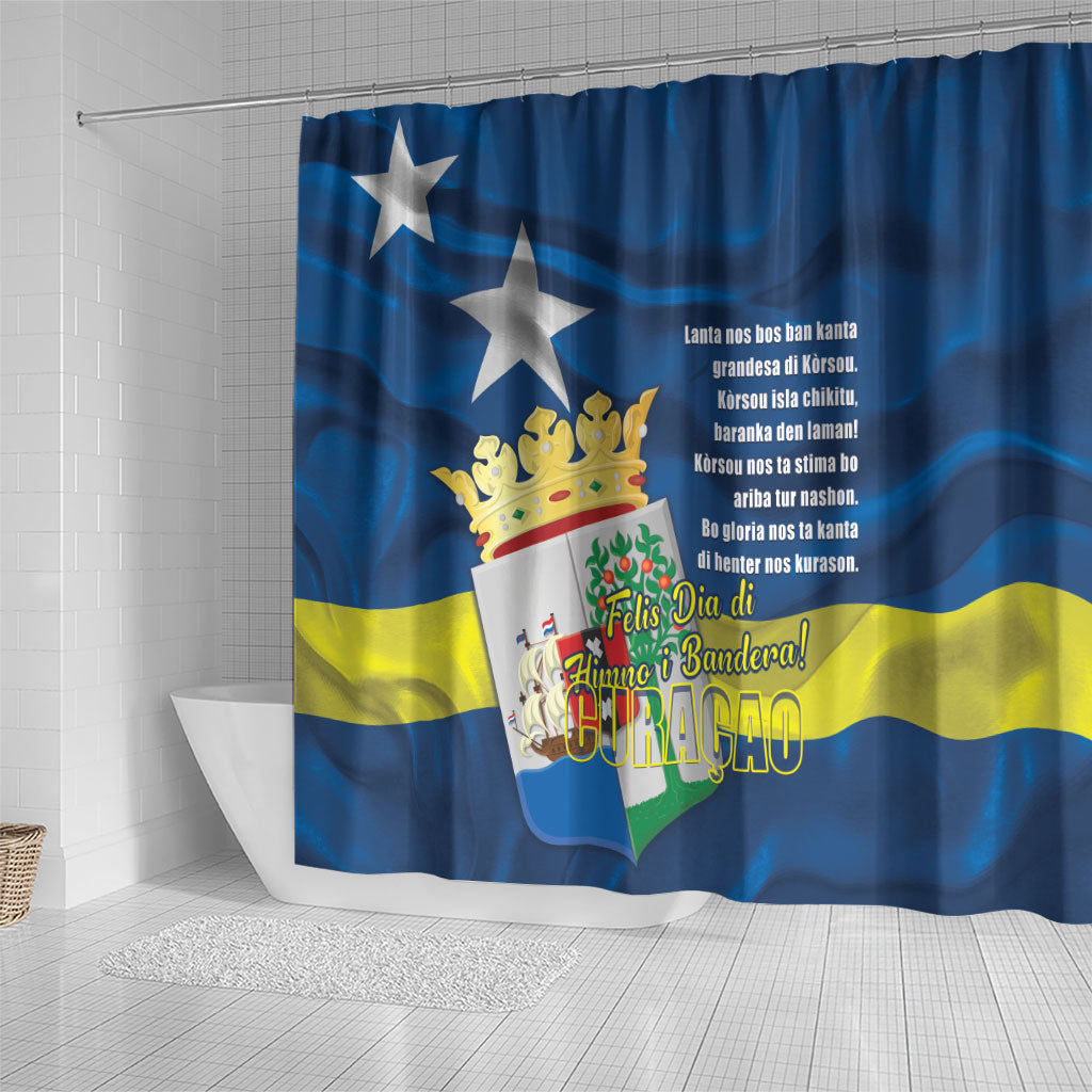 Curacao Flag Day Shower Curtain Felis Dia di Himno i Bandera