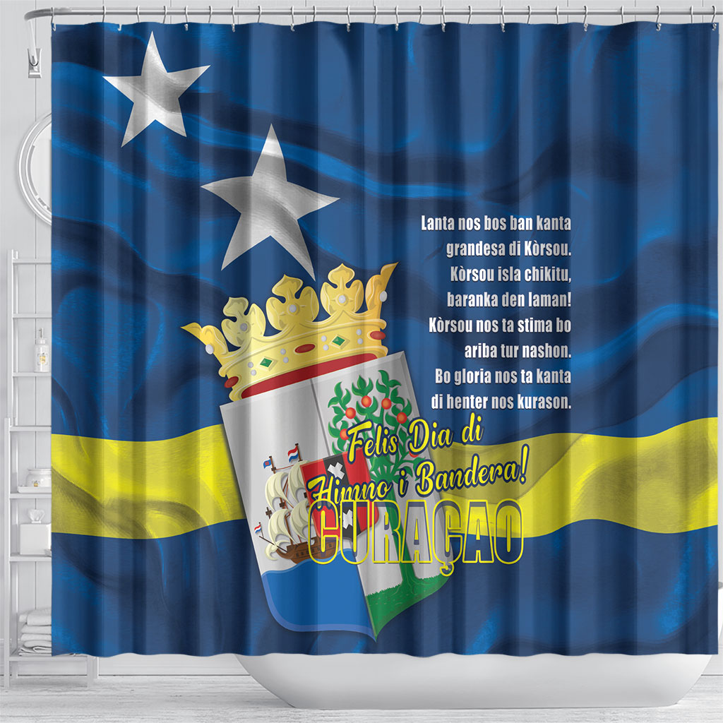 Curacao Flag Day Shower Curtain Felis Dia di Himno i Bandera