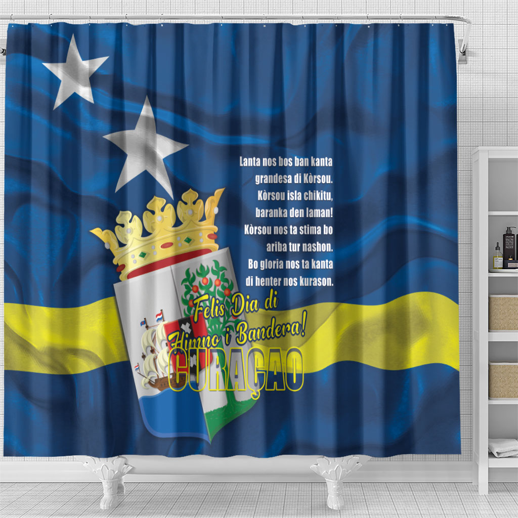 Curacao Flag Day Shower Curtain Felis Dia di Himno i Bandera