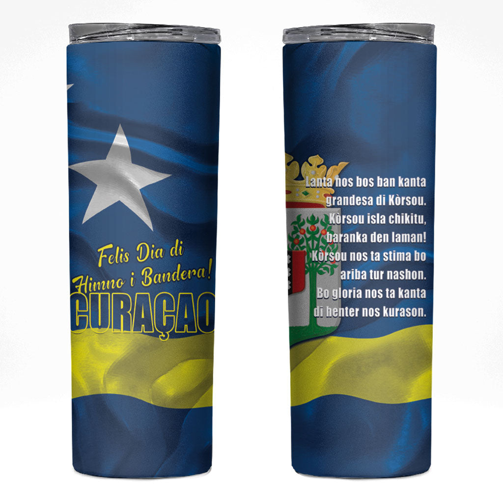 Curacao Flag Day Skinny Tumbler Felis Dia di Himno i Bandera