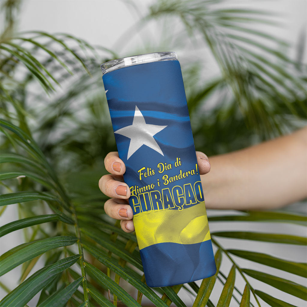 Curacao Flag Day Skinny Tumbler Felis Dia di Himno i Bandera