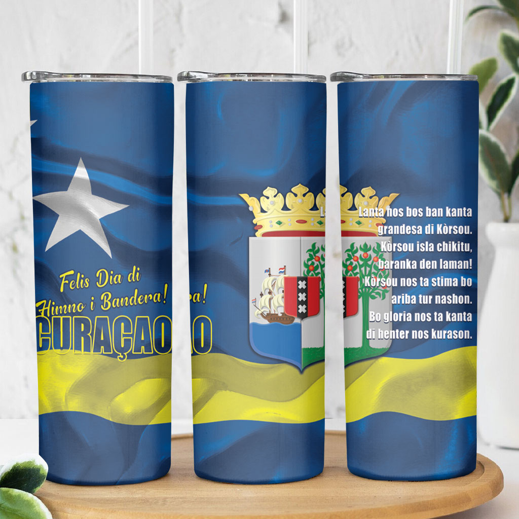 Curacao Flag Day Skinny Tumbler Felis Dia di Himno i Bandera