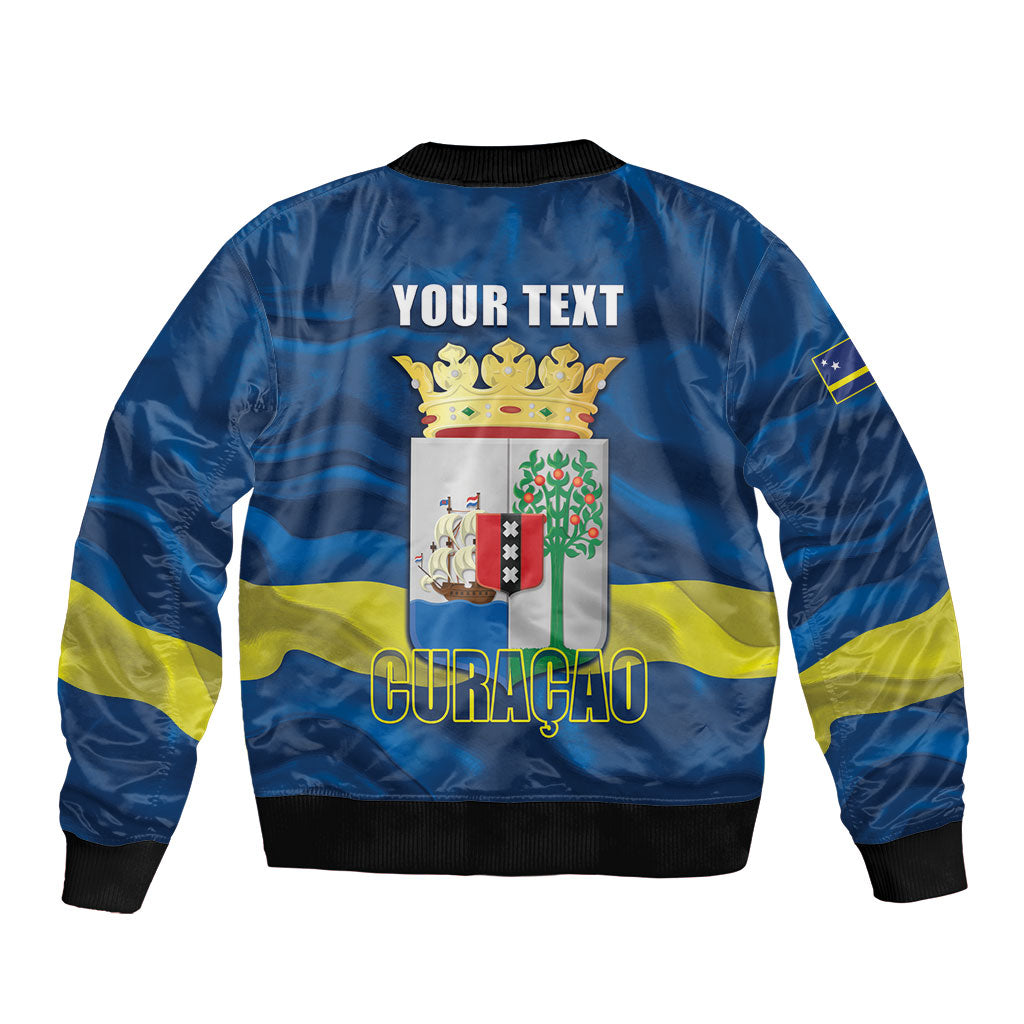 Personalized Curacao Flag Day Sleeve Zip Bomber Jacket Felis Dia di Himno i Bandera