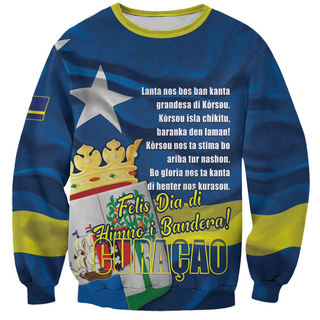 Personalized Curacao Flag Day Sweatshirt Felis Dia di Himno i Bandera