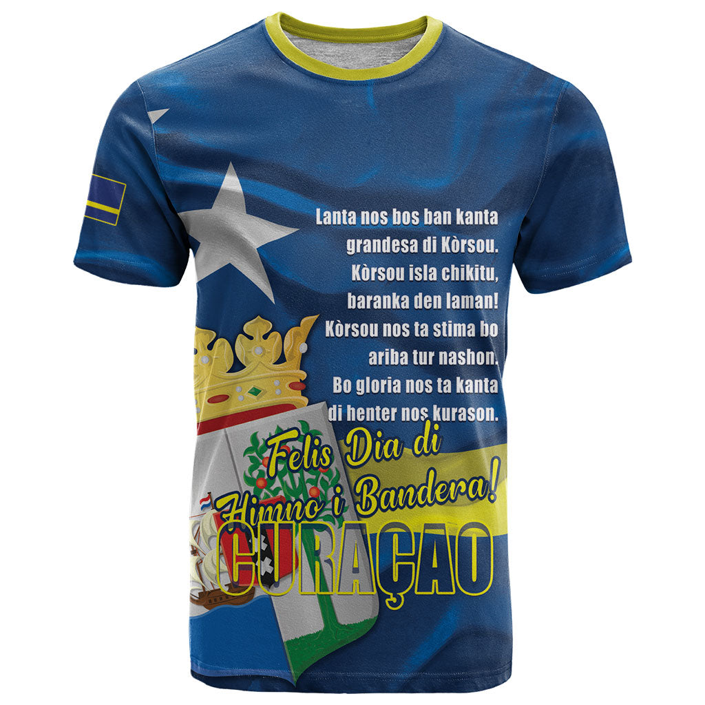 Personalized Curacao Flag Day T Shirt Felis Dia di Himno i Bandera