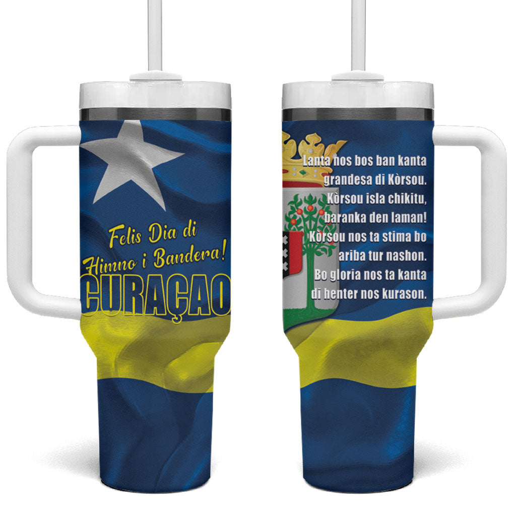 Curacao Flag Day Tumbler With Handle Felis Dia di Himno i Bandera