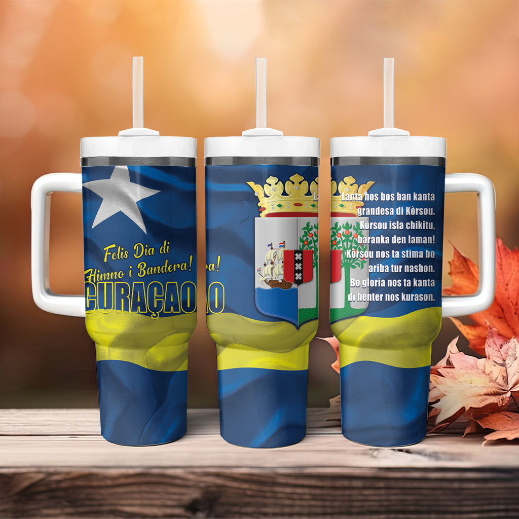 Curacao Flag Day Tumbler With Handle Felis Dia di Himno i Bandera