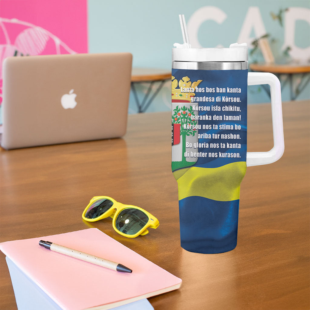 Curacao Flag Day Tumbler With Handle Felis Dia di Himno i Bandera