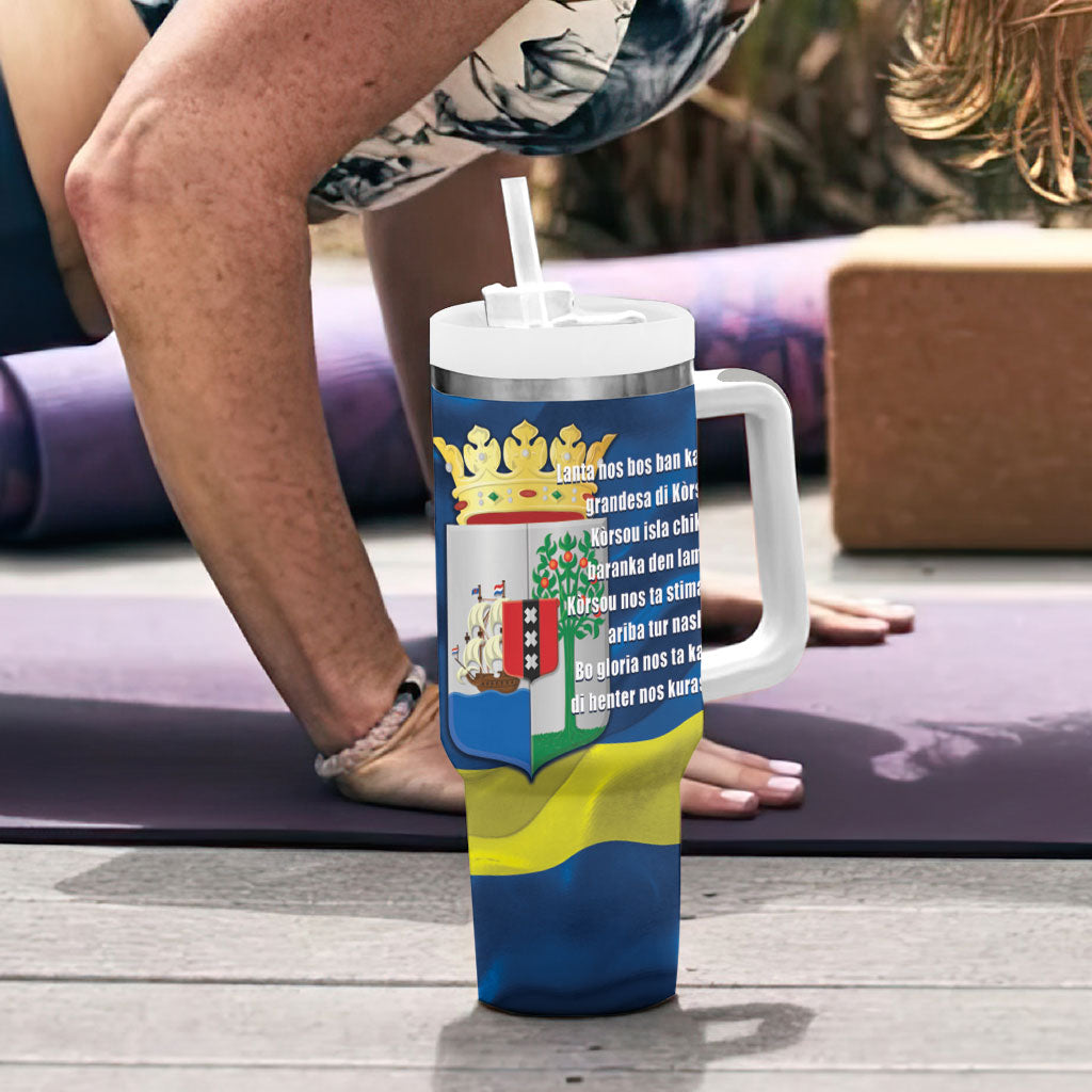 Curacao Flag Day Tumbler With Handle Felis Dia di Himno i Bandera